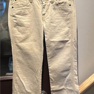 7 For All Mankind Cream Straight Leg Denim